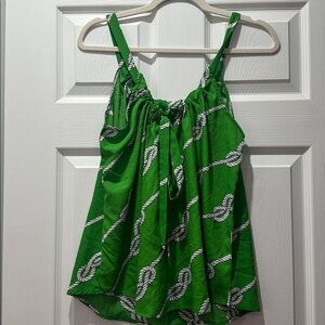 Papillon Blanc Vibrant Green Rope Print Top